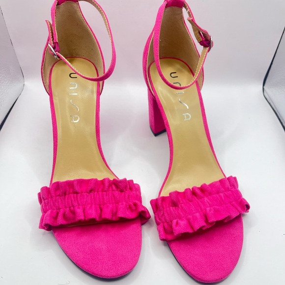 Unisa Fuchsia Ruffle Strap Heels - Picture 3 of 6